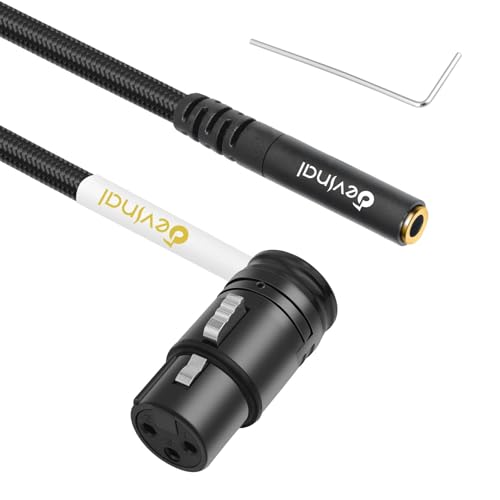 Rotatable Right-Angle XLR to 1/8" Female Cable, Adjustable-Angle Low-Profile XLR Female to 3.5mm Microphone Adapter Connector, 1 FT - color: 35F_XLRF