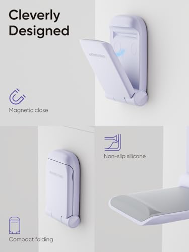MAMUVIMO Headphone Stand, Headset Stand Foldable ＆ Sticky, Headphone Holder Hook Mount with Non-Slip Silicone, Adhesive Earphone Desk Hanger Clip Space-Saving for Airpods Max, All Earphones- Purple - color: Purple, size: 1 Pack