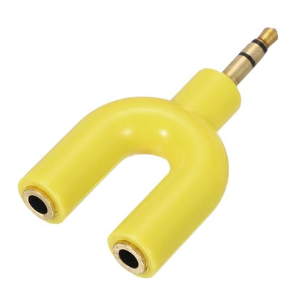 MECCANIXITY Headphone Splitter Adapter, 3.5mm Male to Dual Female Y Jack Aux Splitter for Phone Headset PS4 Switch Tablets, Yellow - color: Yellow