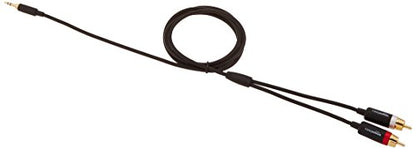 Amazon Basics 3.5mm Stereo Aux to 2 RCA Audio Cable Adapter for Sound, Connecting Amplifiers, Speakers, Smartphone, Tablet with Gold-Plated Plugs, 4 Feet/1.2 m, Black - size: 4 Feet
