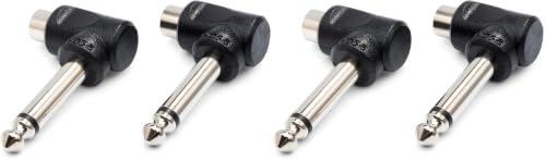 Hosa GPR-123 Right-Angle Adaptors, RCA to 1/4 Inch TS, 2 Pieces (Pack of 2) - size: 2 pieces (Pack of 2)
