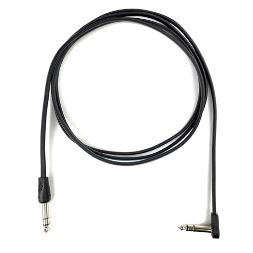 Flat Low Profile Stereo Guitar Patch Cable 6.5ft for Effects Pedals, 1/4 inch TRS Slim Straight to Right-Angle Plug, Black - color: Black, size: 6.5ft TRS(Straight to R-Angle)
