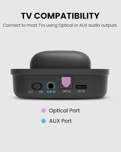 Avantree Aura Focus – Auracast Wireless TV Earbuds with Transmitter | Work with Auracast Hearing Aids, Dual Mode for TV & Phone Calls, Charging Dock, Volume Boost for Seniors & Hard of Hearing