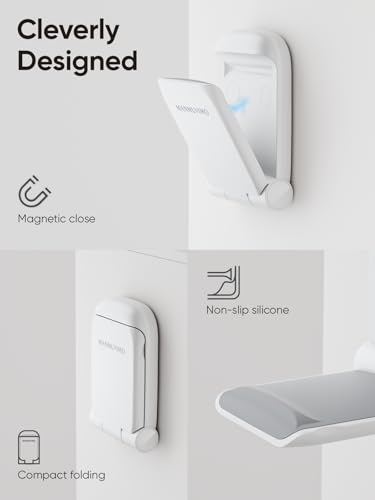 MAMUVIMO Headphone Stand, Headset Stand Foldable ＆ Sticky, Headphone Holder Hook Mount with Non-Slip Silicone, Adhesive Earphone Desk Hanger Clip Space-Saving for Airpods Max, All Earphones-White - color: White, size: 1 Pack