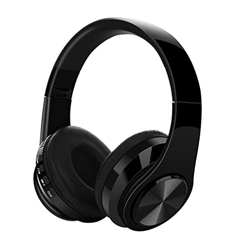 Wireless On-Ear Bluetooth 5.0 Headphones, Foldable Sport HiFi Stereo Sound Headset with Microphone Noise Canceling, Hi-Res Audio, 10 Hours Playtime,Black - color: Black