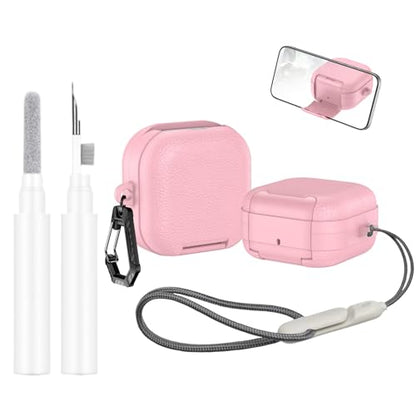 Kickstand Case Compatible with Samsung Galaxy Buds 4 /Buds 4 Pro Keychain | Lanyard Cleaning kit Soft TPU and Hard PC, Drop Shockproof Full Protection Cover for Women Men for Galaxy Buds 4 /Buds 4 Pro - color: Pink