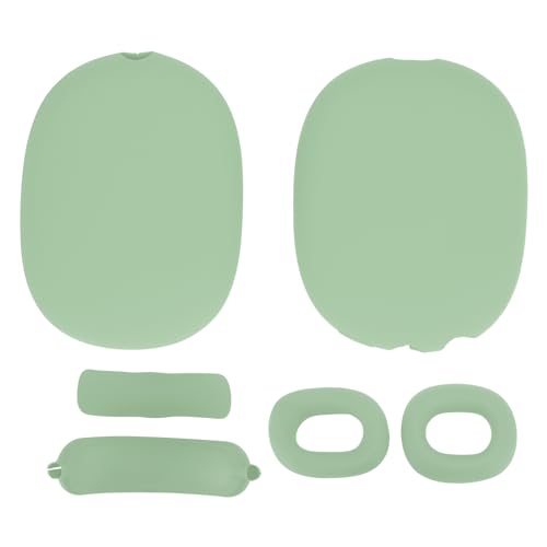 Headphone Protective Cover Kit for iOS Over Ear Headset, Silicone Headband Pad Beam Cushion Earpad Ear Cup Covers Set, Replacement Protector with Precise Openings, Washable (Green) - color: Green