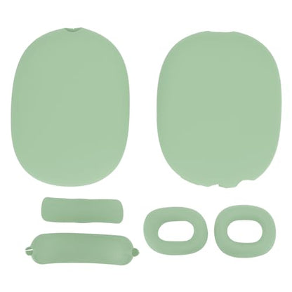 Headphone Protective Cover Kit for iOS Over Ear Headset, Silicone Headband Pad Beam Cushion Earpad Ear Cup Covers Set, Replacement Protector with Precise Openings, Washable (Green) - color: Green