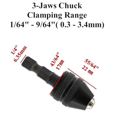 aiyun Drill Bit Adapter 1/4 Hex Shank Small Chuck (0.6-8mm,0.3-3.6mmX2) - size: 0.6-8mm x 1, 0.3-3.6mm x 2