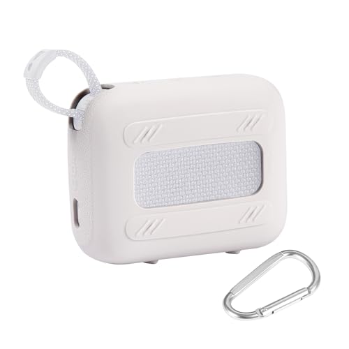 for JBL Go 4 Waterproof Bluetooth Speaker Silicone Cover, Grey | Snug Fit, Portable Carabiner Clip, Shock Absorption, Drop Protection, Travel Lightweight Design, Protective Skin Case - color: Grey Case