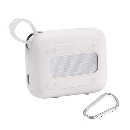 for JBL Go 4 Waterproof Bluetooth Speaker Silicone Cover, Grey | Snug Fit, Portable Carabiner Clip, Shock Absorption, Drop Protection, Travel Lightweight Design, Protective Skin Case - color: Grey Case