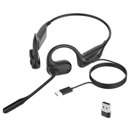 MONODEAL USB Headset with Microphone for PC Laptop, Open Ear Headphones | Computer Headset with Noise Canceling Boom Mic, Wired Headset for Call Center, MS Teams, Gaming and More - color: Gray-black