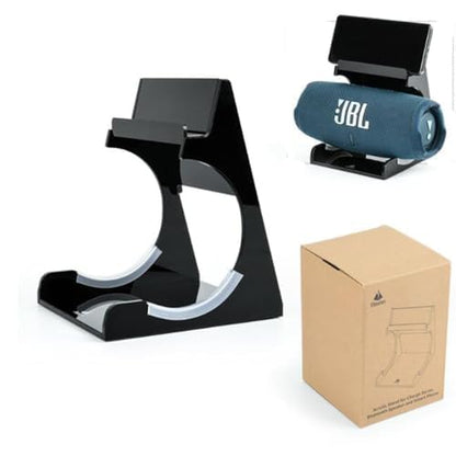 Coyktonty Acrylic Desktop Speaker Stand for JBL Charge6/5/4/iPhone, Clear Table Holder for Speaker and Smartphone (Black) - color: Black