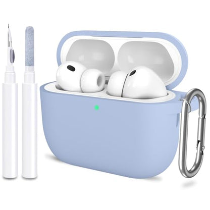for AirPods Pro 3 Case Cover, Protective Soft Silicone with Keychain Cleaning Pen for Women Men for Apple AirPods Pro 3rd Generation Case(2025), Front LED Visible, Light Blue - color: B-Light Blue