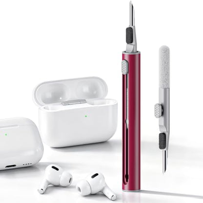 Hyashee Cleaner Kit for Airpods Pro 1 2 3 Multi-Function Cleaning Pen with Soft Brush Flocking Sponge for Bluetooth Earphones Case Cleaning Tools (Red) - color: Red