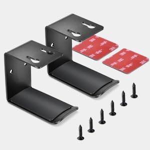 aceyoon Aluminum Alloy Headphone Stand 2 Pack Under Desk Mount Hook Adhesive or Screws Headset Hanger with Silicone Pad 5kg Load Capacity Silicone Gaming Headset USB Cables for Studio / Office / Home