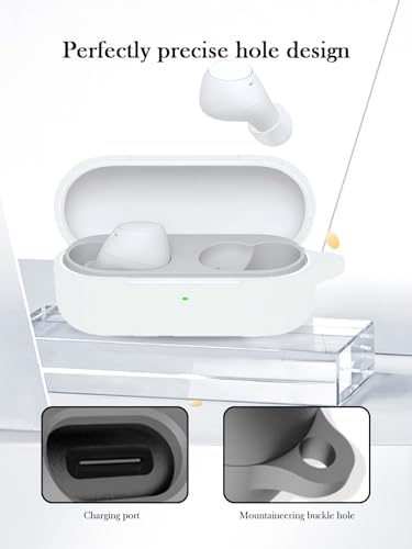 Case for Sony WF C510 Truly Wireless in-Ear Bluetooth Earbud,Soft Protective,Shockproof, BOVUGAC Silicone Case Cover with Keychain & Cleaning Kit & Lanyard-White - color: White