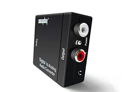 Easyday Digital to Analog Audio Converter with Digital Optical Toslink and S/pdif Coaxial Inputs and Analog RCA and AUX 3.5mm (Headphone) Outputs - 5 Foot Heavy Duty Optical Toslink Cable