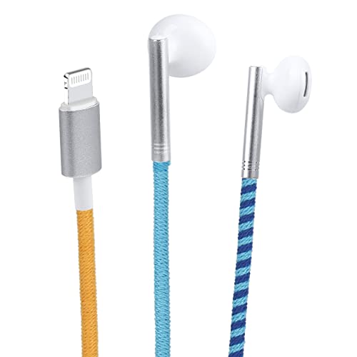 Rope Braided Earphones with Mic, Kids Earbuds, in-Ear Lighting Headphones,Tangle-Free Cord Wrapped for iPhone 7, 8,11,12.13,XR MAX