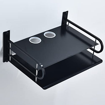 2-Tier Metal Floating Wall Shelves for AV TV Box Console, 12x9.8 Inch | Sturdy Aluminum Double Shelf, Holds Apple TV Roku Router Projector, Rust-proof, No-Drill Option, for Living Room Game Room - color: 2 Layers-large-1pcs