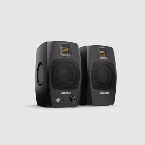 ADAM Audio D3V Active Desktop Studio Monitor Speakers - Black | USB-C, D-ART Tweeter, 3.5in Woofer, 240W, 45Hz-23kHz, 97dB SPL, Balanced TRS, Headphone Out - style: D3V Black