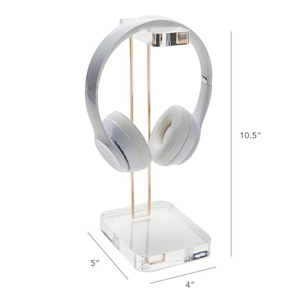 russell+hazel Acrylic Headphone Stand with Gold Hardware, Clear