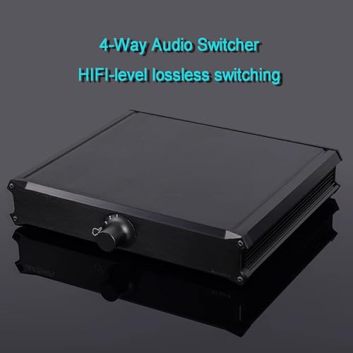 4-in 1-Out Audio Switcher, Stereo Audio Source Signal Switch Box, Manual Passive Audio Splitter Box, Hi-fi Lossless Selector, for CD DVD Radio Power Amplifier Speaker