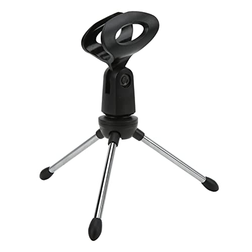 Desktop Desk Microphone Stand Foldable Tripod,Microphone Mic Stand Holder Bracket Adjustable Table Microphone Holder with Mic Clip for Conference Live Broadcast