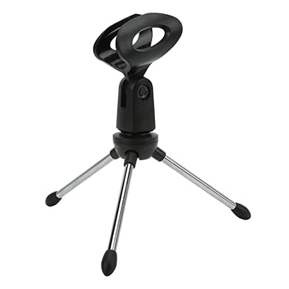 Desktop Desk Microphone Stand Foldable Tripod,Microphone Mic Stand Holder Bracket Adjustable Table Microphone Holder with Mic Clip for Conference Live Broadcast