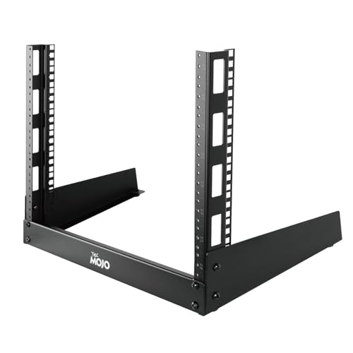 Tecmojo 2 Post 8U Desktop Sever Rack Small Open Frame Rack for 19 inch AV/Data/Audio/Studio Equipment Free Standing Home/Office Rack,Tapped Hole, Black - size: 8U/Tapped Hole