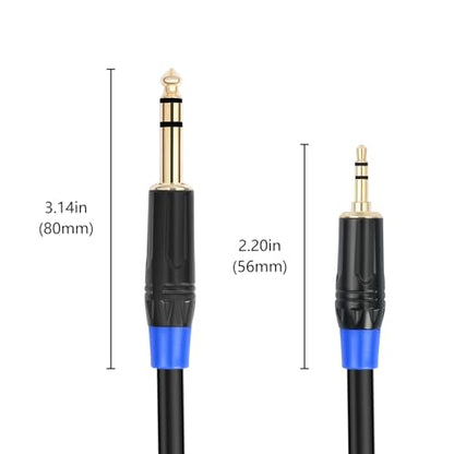 3.5mm to 6.35mm TRS Stereo Cable, 3.3 Ft, 2 Pack, Black, Stereo Audio Cable for Guitar, iPod, Laptop, Speaker, Amplifier, TRS Bidirectional Jack Cable, Pure Copper and Plated Conductors - style: 3.3 Ft, 2 Pack
