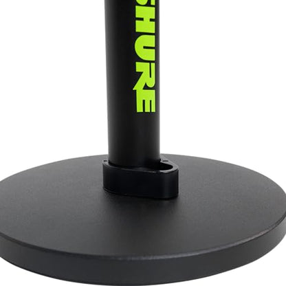 Shure by Gator Round Base Desktop Mic Stand with 6" Base (SH-DESKTOP1) | Designed to reduce movement and vibration, this simple mic stand is great for podcasts, live streams, or meetings.