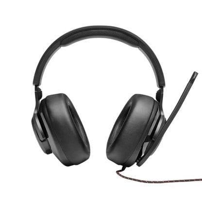 JBL Quantum 200 - Wired over-ear gaming headset with Voice focus directional flip-up mic and memory foam ear cushions (Black) - size: Large