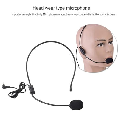 Mini Wired Condenser Microphone, Headset with 3.5mm Jack | Head Wear Microphone for Teachers, Lightweight ABS, Unidirectional Pickup, for Presentations and Voice Amplifiers