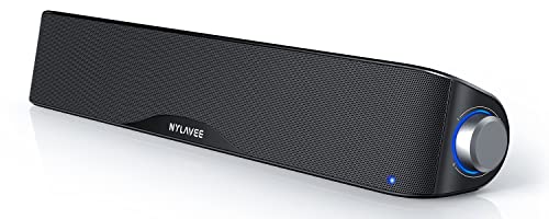 Nylavee Computer Speakers for Desktop PC, Bluetooth & AUX PC Sound Bar | 4-Driver Hi-Fi Stereo Sound, USB A/C Power, Built-in Mic and Headphone Jack, PC Speakers for Desktop, Laptop, Monitor - color: Black
