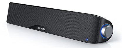 Nylavee Computer Speakers for Desktop PC, Bluetooth & AUX PC Sound Bar | 4-Driver Hi-Fi Stereo Sound, USB A/C Power, Built-in Mic and Headphone Jack, PC Speakers for Desktop, Laptop, Monitor - color: Black