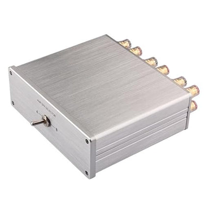HiFi Lossless Audio Source Input Signal Switcher - 4 in 1 Out & 2 in 1 Out RCA Stereo Selector Box for Sound Bar, Headphones, Turntable - No Power Required - color: Silver