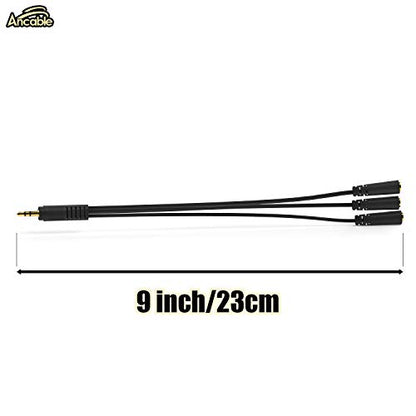 Ancable 9 Inch 3.5mm (1/8") Male to 3X Female Stereo Splitter Audio Cable, 3 Way Splitter Gold-Plated - color: Gold
