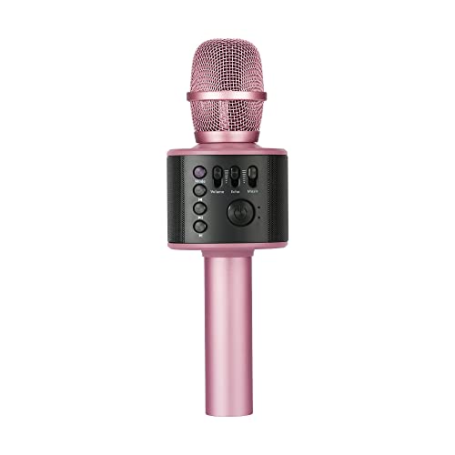 Wireless Bluetooth Karaoke Microphone with Built-in Speakers + HD Recording, Portable Handheld Mic | Rose Gold - style: Rose Gold
