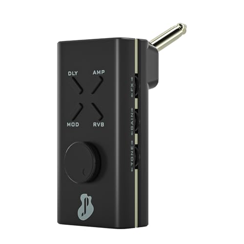 Guitar Headphone Amp, Mini Guitar Headphone Amplifier USB Rechargable Portable Pocket Guitar Amplifier with 24 Guitar Effects (Black) - color: Black