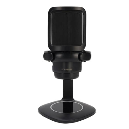 Dpofirs Gaming USB Microphone with RGB, Cardioid Condenser for PC, Streaming, Podcast - Pop Filter, Touch Control, Volume Knob, Instant Mute