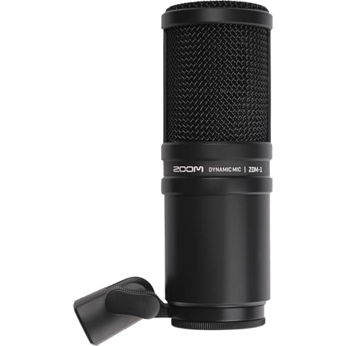 Zoom ZDM-1 Dynamic Podcast Microphone Bundle with On-Stage MS7701B Euro Boom Tripod Stand and 20-Foot XLR Cable — No Phantom Power, XLR Studio Mic for Podcasting, Streaming, Voice Over
