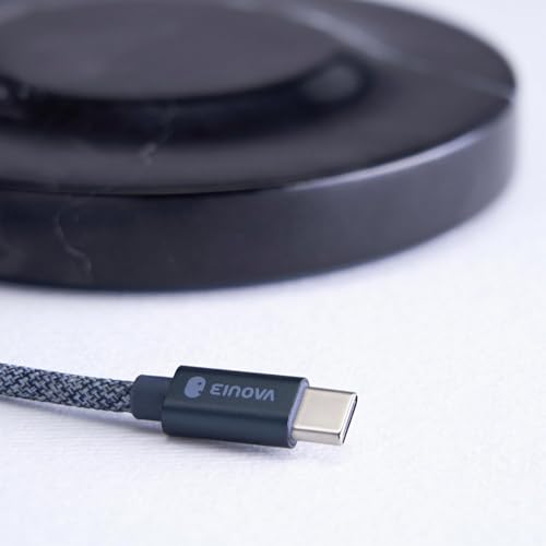 Einova Classic Stone – Marble Wireless Charging Pad Designed in Italy, Integrated 6 ft USB-C Cable, Smartphones, Wireless Earbuds, Smartwatches – Black Marquina Marble - color: Black Marquina marble – Classic Stone