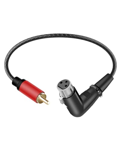 90 Degree XLR 3-Pin Female to RCA Male Stereo Audio Cable,3-Pin Right Angle XLR to RCA Plug Adapter Converter Cord,Balance to Unbalanced,Mixer,Power Amplifier,Audio Player (1FT/30CM) - style: 90 Degree XLR 3-Pin Female to RCA Male(0.3m/1ft)