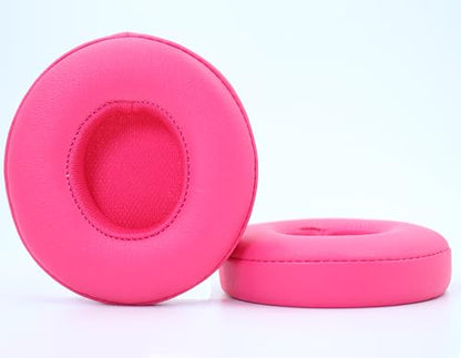 Headphone Replacement Ear Pad Cover Compatible with Beats by Dre Solo3 Solo2 Wired Wireless Headphones Protein Leather Memory Foam Headphone Cushion Ear Muffs-Twilight Red - color: Twilight Red