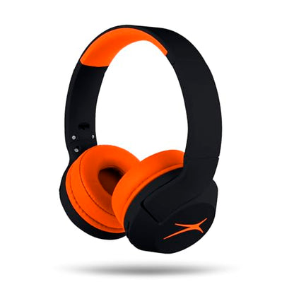 Altec Lansing Kid Safe Noise Cancelling Wireless Headphones 15H Battery, 85dB Volume Limit, Foldable Design Powerful Sound, Active Noise Cancellation Perfect for Kids Ages 7+ - color: Black/Orange