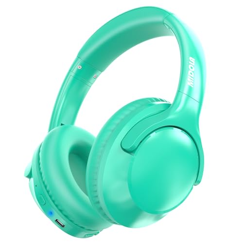 Bluetooth Headphones Wireless 68H with Mic,Decent Sound-Acceptable Cyan | Adjustable Headband Foldable Over-Ear Lightweight for Office/Travel/Tablet/iPad/Laptop,HD Stereo Sound,Aux 3.5mm,Green - color: Cyan
