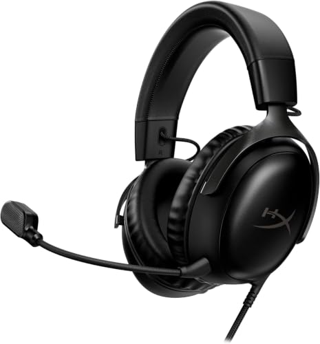 HyperX Cloud III – Wired Gaming Headset,PC,PS5,Xbox Series X|S,Angled 53mm Drivers,DTS Spatial Audio,Memory Foam,Durable Frame,Ultra-Clear 10mm Mic,USB-C,USB-A,3.5mm – Black,(Pack of 10) - color: Black, size: Regular (Pack of 10), style: Wired