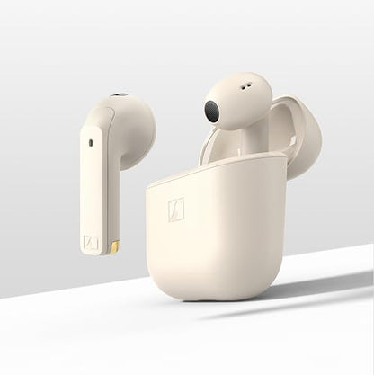 Sennheiser ACCENTUM Open Wireless Earbuds, Open Ear Buds Design, Dynamic Sound & Bluetooth 5.3, IPX4 Splash Protection, 28 Hours Battery Life, USB-C Charging Case, Music, Phone Calls, Travel, Cream - color: Cream, size: Small