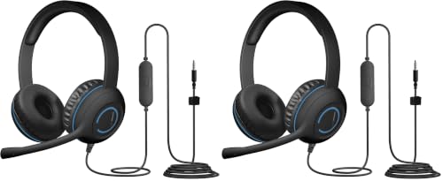 Cyber Acoustics AC-5002 Stereo Wired Headset with Microphone for PC – 3.5mm Computer Headset with Noise Cancelling Mic, Durable Headphones with Mic for Classroom, School, and Home Use (Pack of 2) - size: 2 pack without adapter